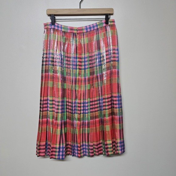 J.Crew Women's Metallic Shimmering Plaid Pleated Midi Skirt Multicolor Sz 10 NWT - Picture 5 of 10